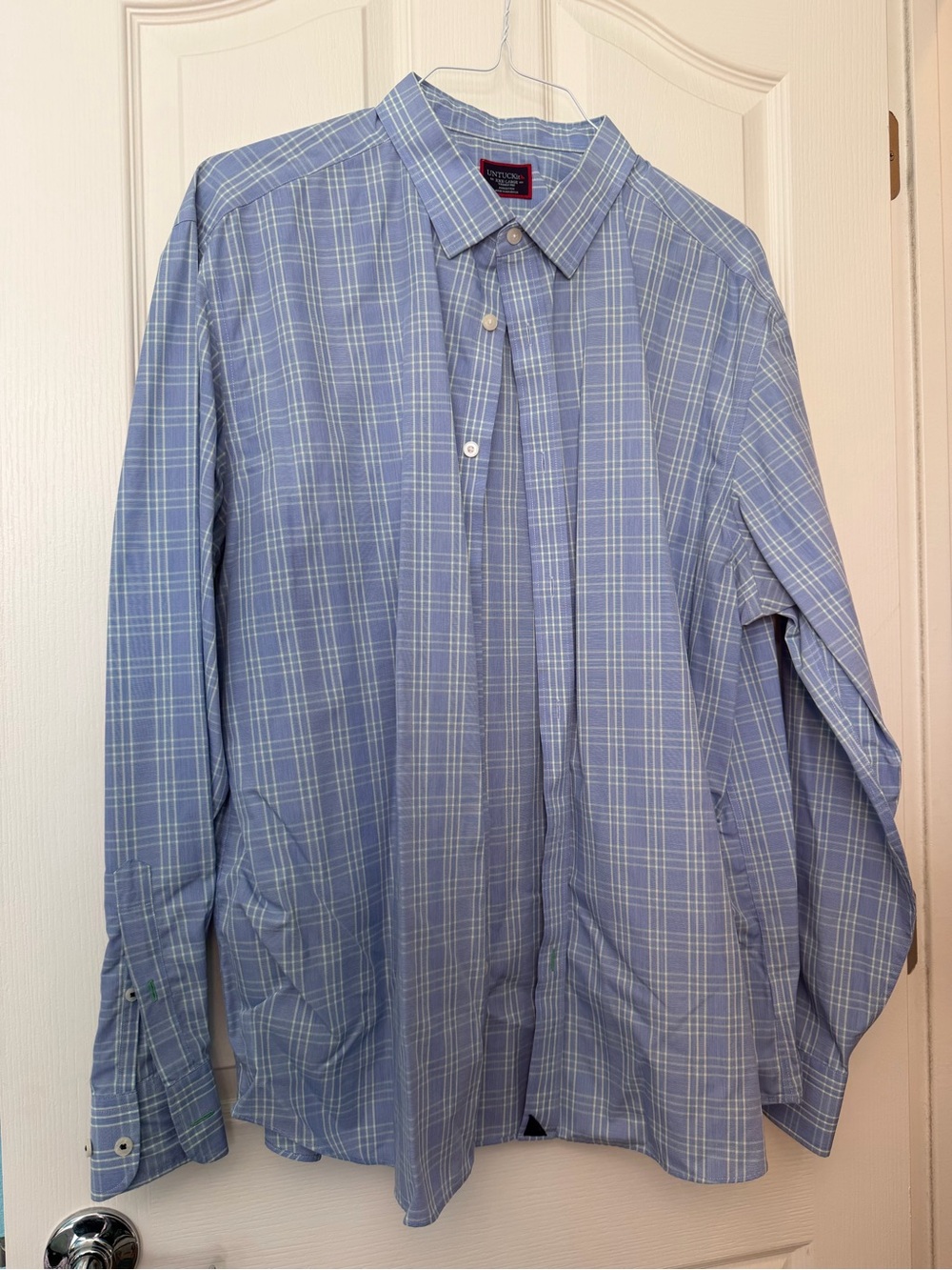 UNTUCKit Light Blue Plaid Long-Sleeve Dress Shirt